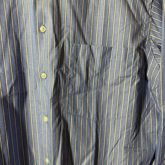 Bachrach Blue White Stripe Long Sleeve Button Up Dreess Shirt 16 - 34/35 - Picture 4 of 4
